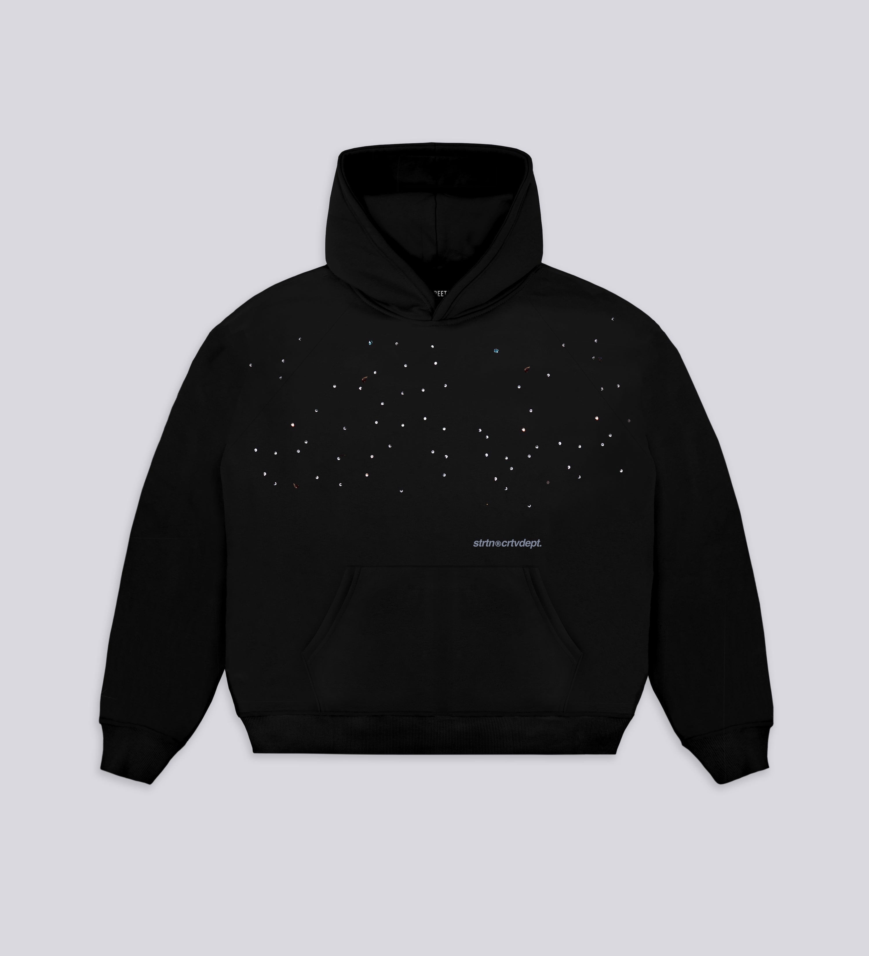 STRTN® RHINESTONE HOODIE – Black – STREETAN®