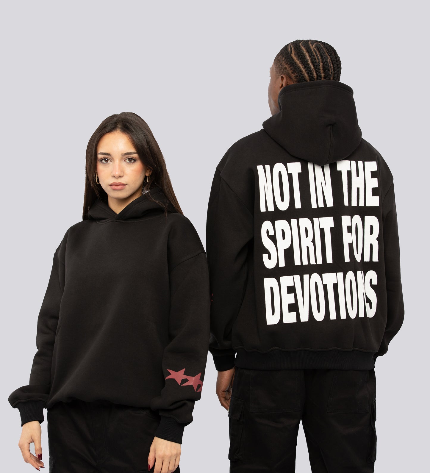 NOT IN THE SPIRIT FOR DEVOTIONS HOODIE – Black