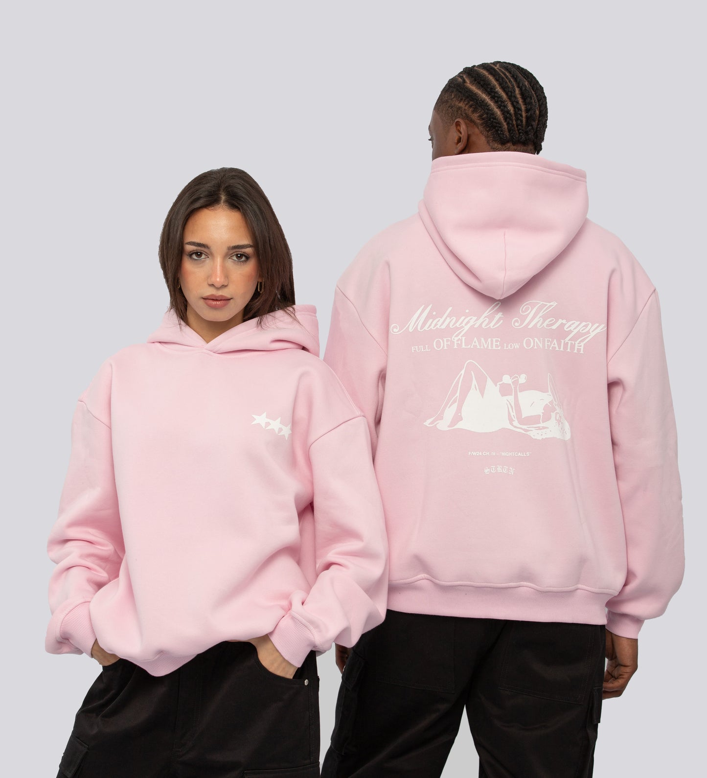 MIDNIGHT THERAPY HOODIE – Baby Pink