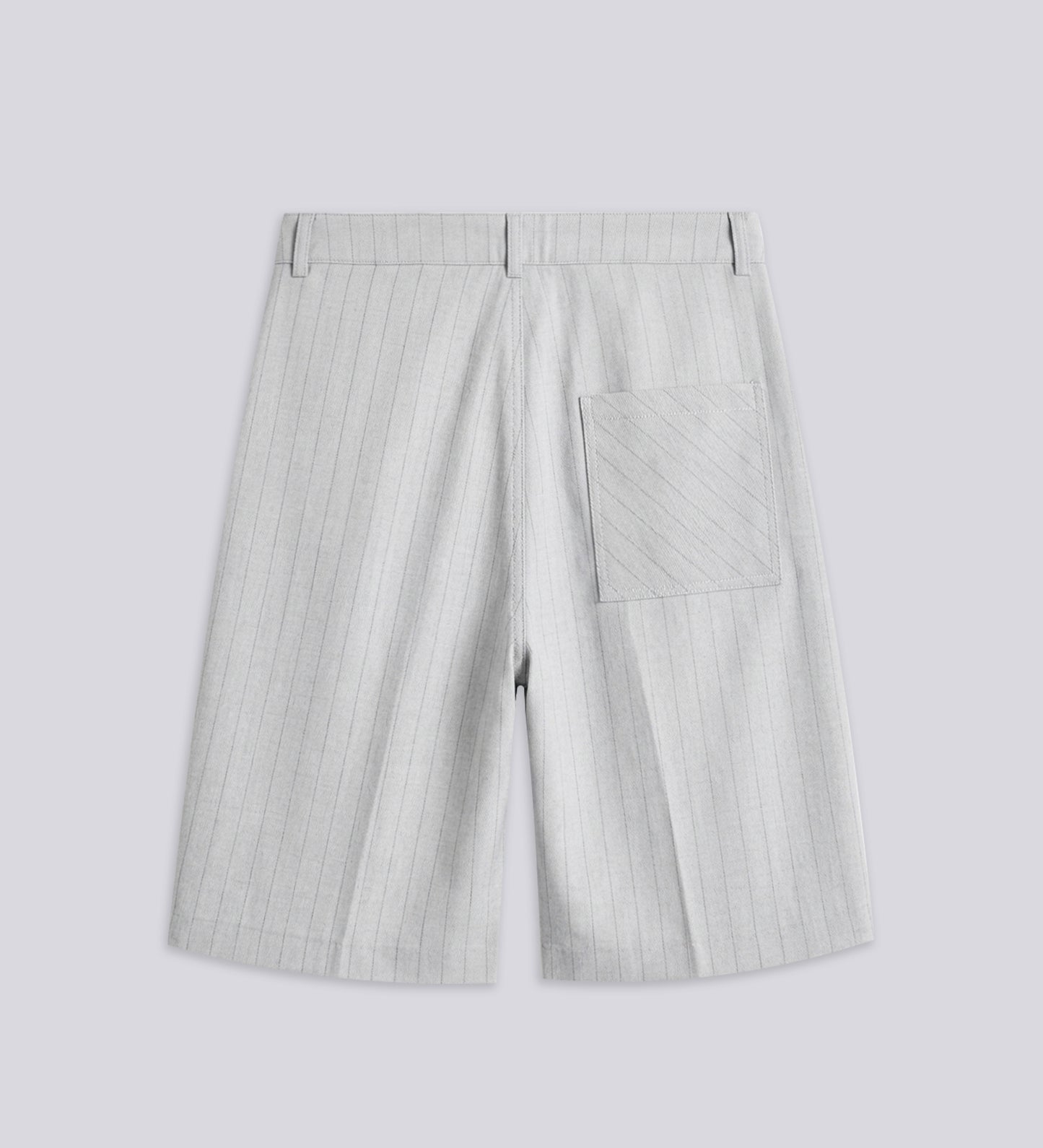 STRIPED PLEATED JORTS – Light Gray