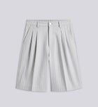 STRIPED PLEATED JORTS – Light Gray