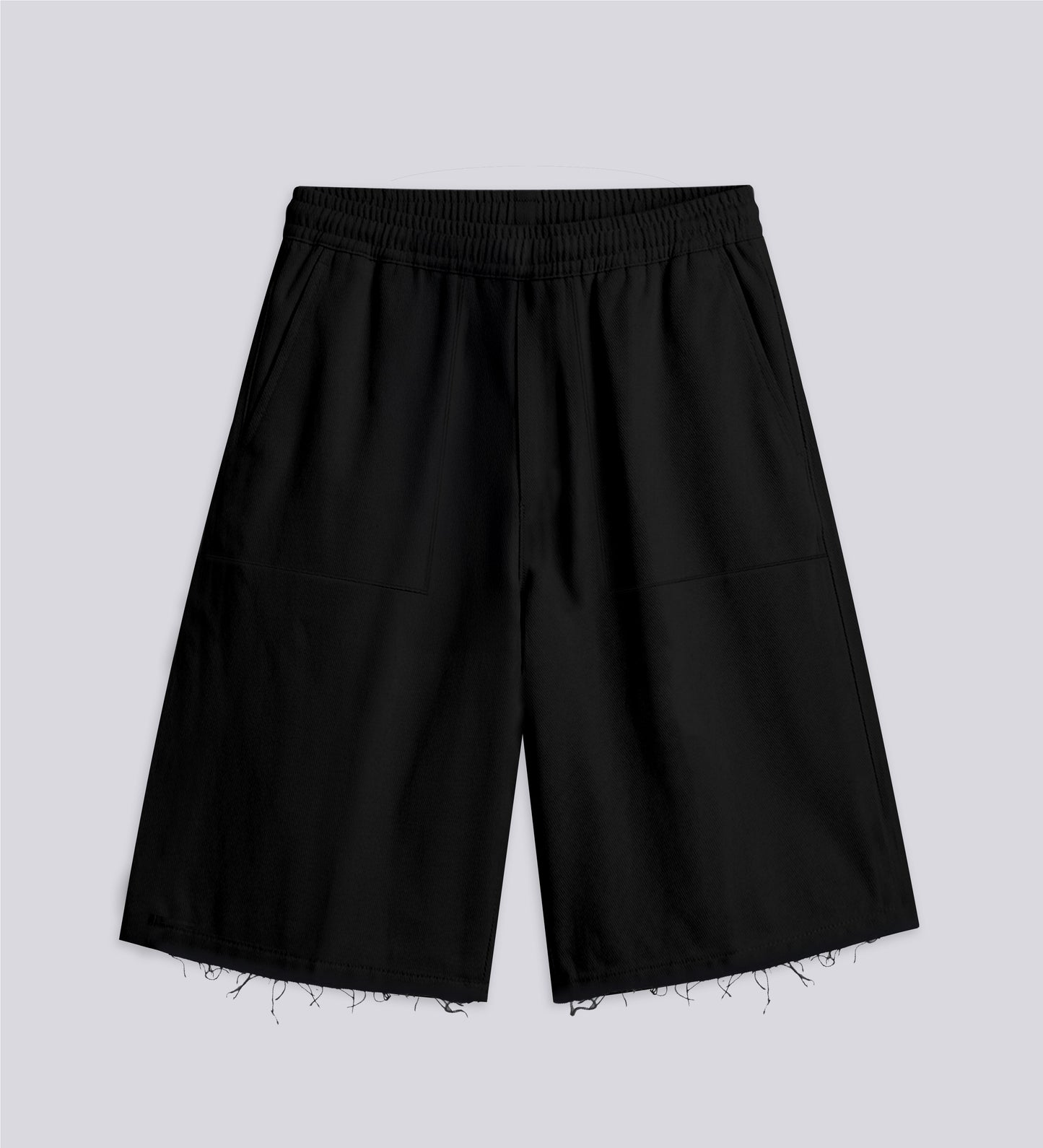 DISTRESSED SWEAT JORTS – Black