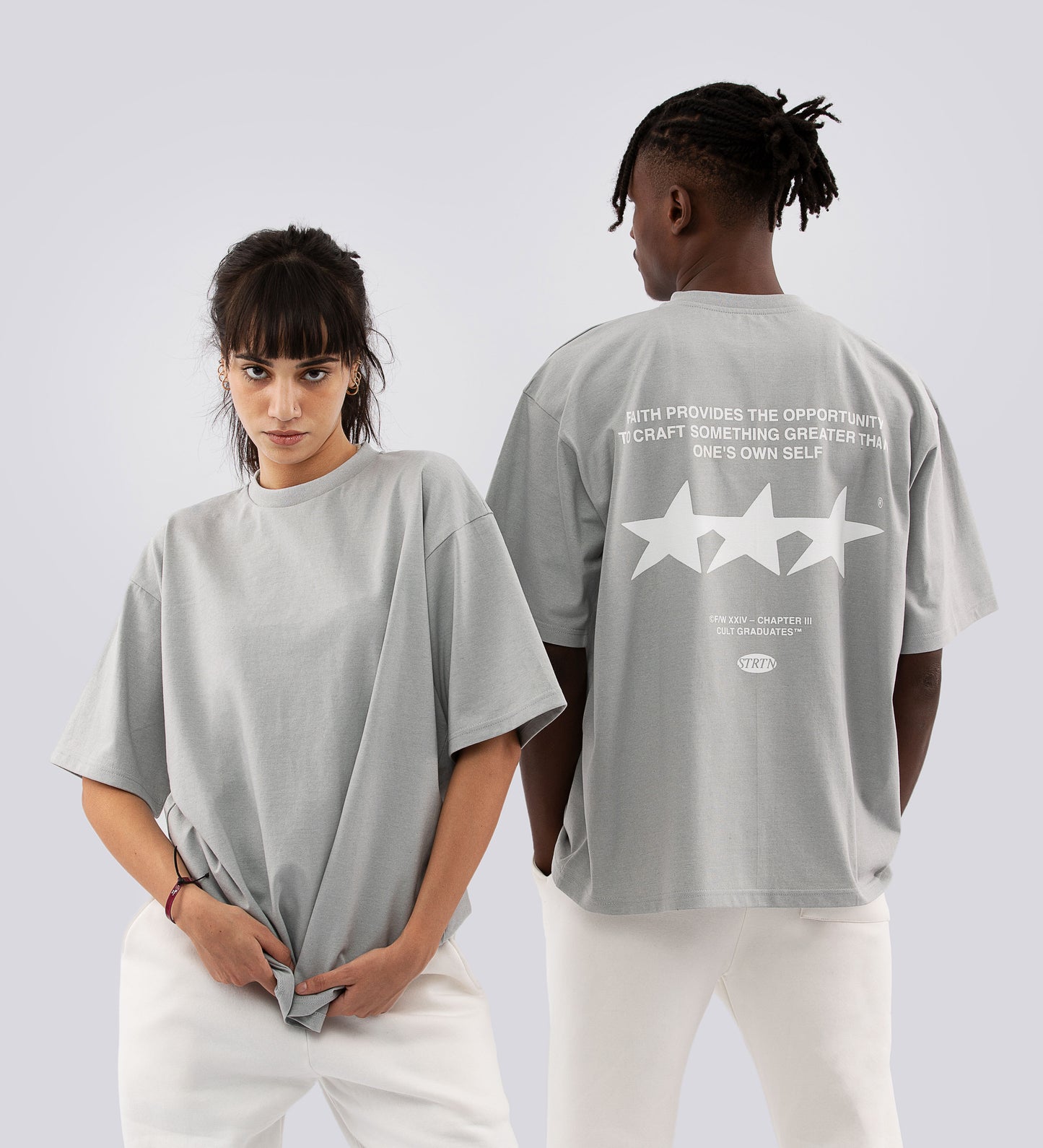 FAITH T-SHIRT – Light Gray (Upcycled Fabric)