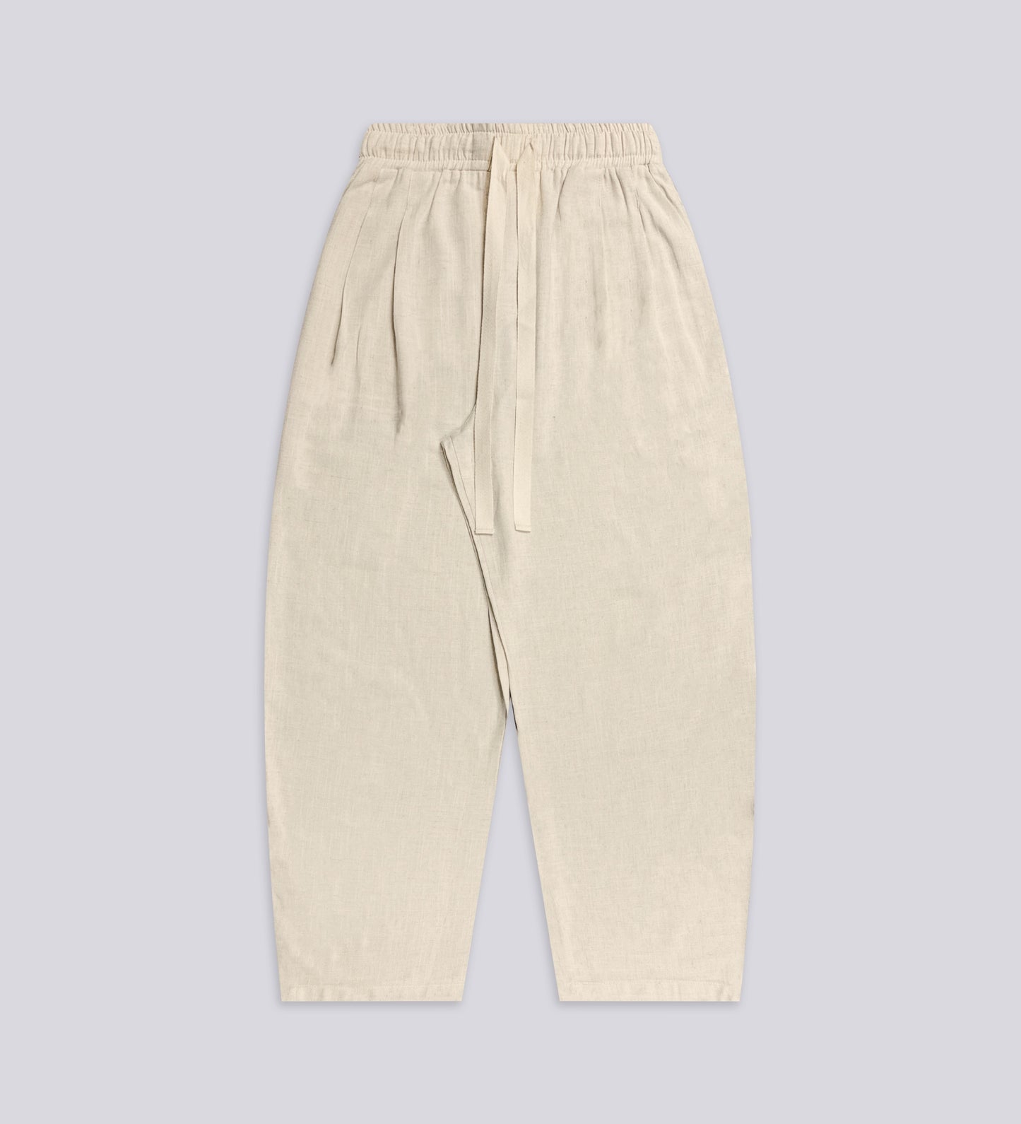 PLEATED BAGGY LINEN PANTS – Cream