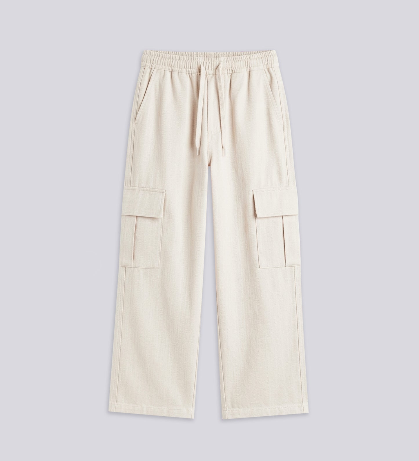 LOOSE POPLIN CARGO PANTS – Cream