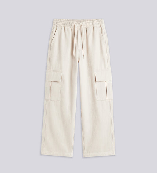 LOOSE POPLIN CARGO PANTS – Cream