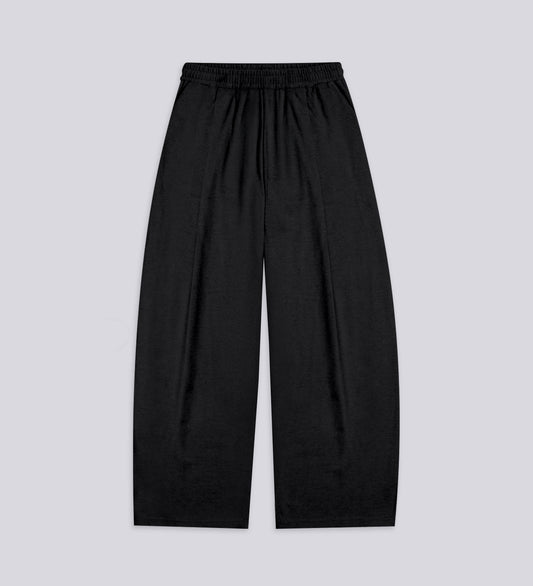 PLEATED TRACK PANT – Black (Upcycled Fabric)