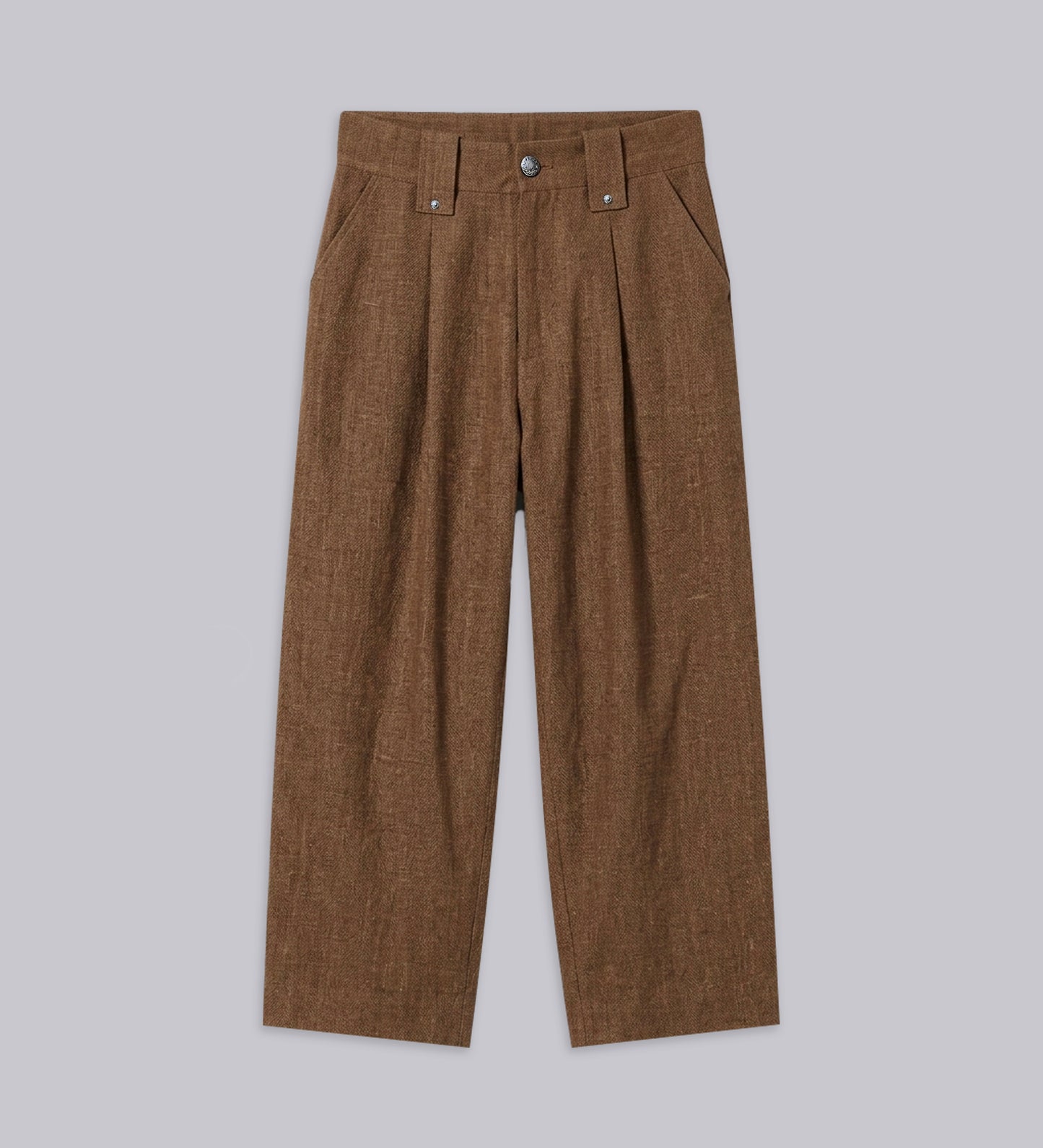 HEAVYWEIGHT LINEN PLEATED PANTS – Brown