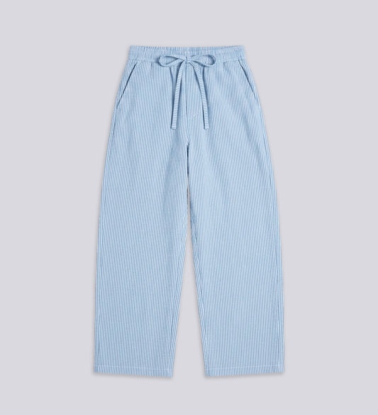 THE CRINKLED POPLIN PANTS – Baby Blue