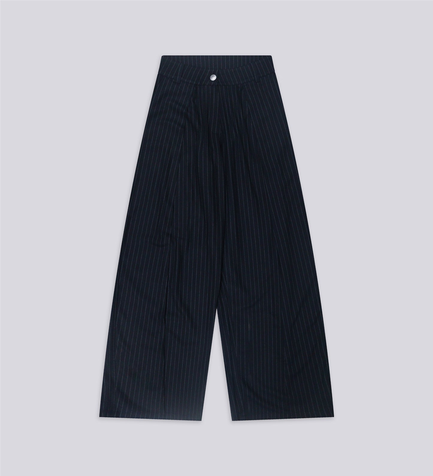 WOMEN'S PLEATED PINSTRIPE TROUSERS – Midnight Blue