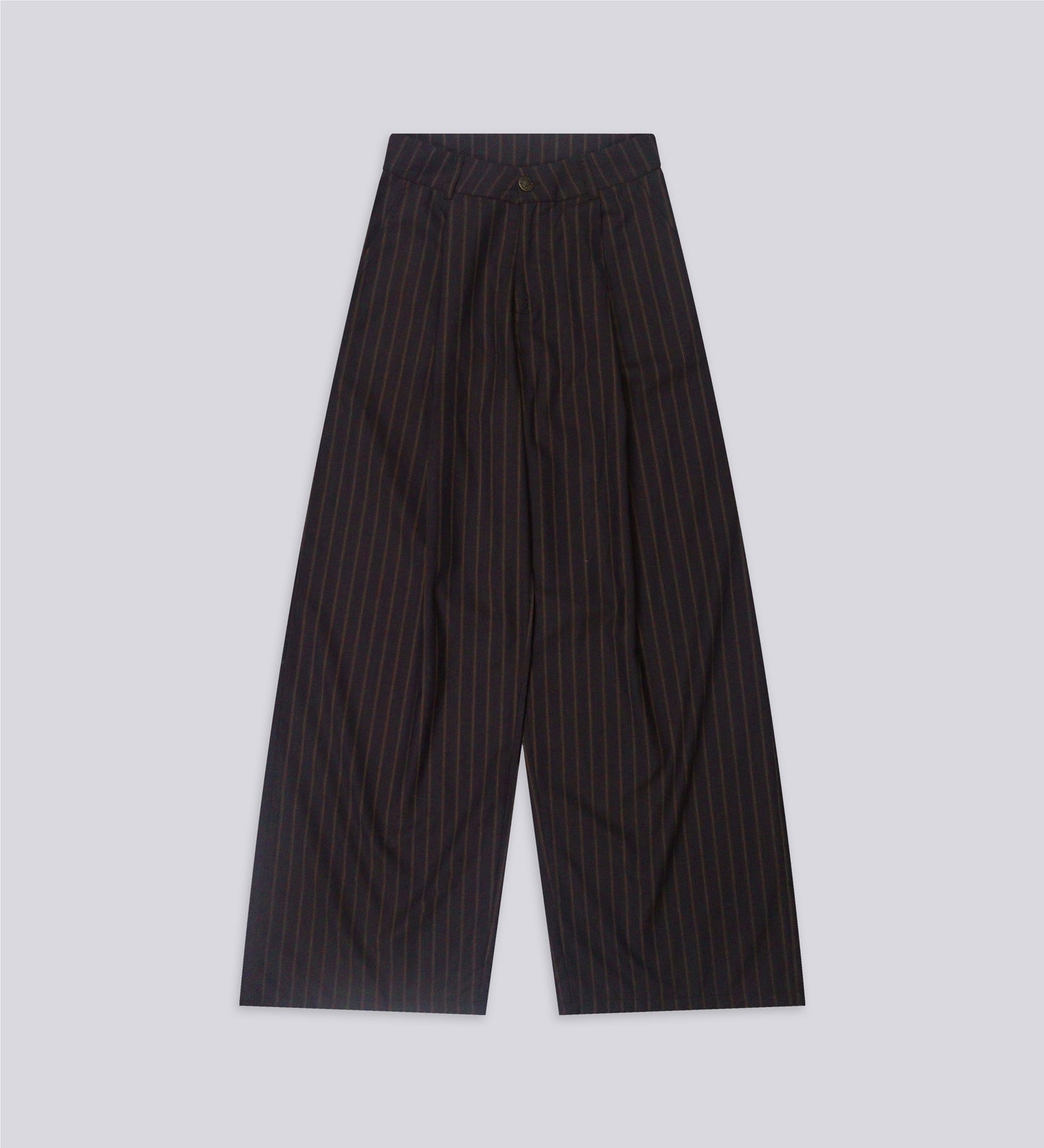 WOMEN'S PLEATED PINSTRIPE TROUSERS – Mocha