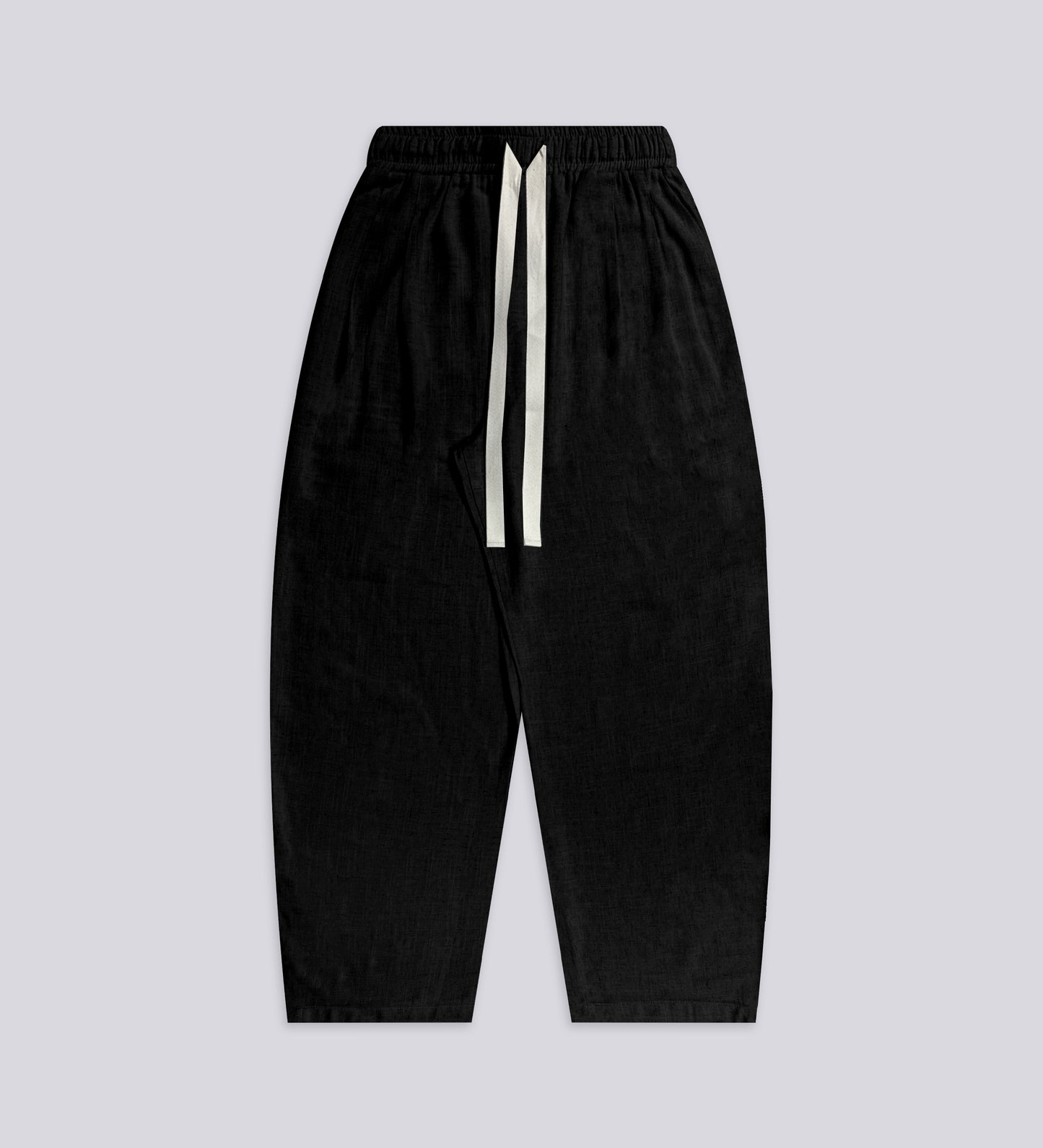 PLEATED BAGGY LINEN PANTS – Black