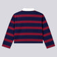 STRIPED LONG SLEEVE POLO – Midnight Blue/Burgundy