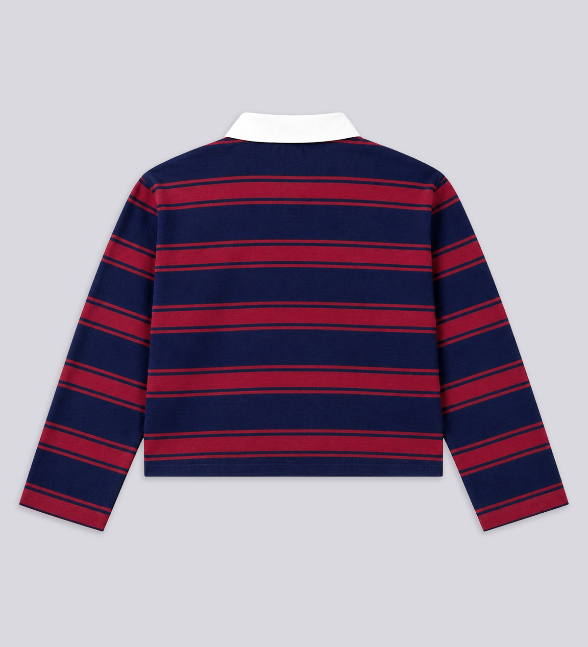 STRIPED LONG SLEEVE POLO – Midnight Blue/Burgundy