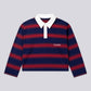 STRIPED LONG SLEEVE POLO – Midnight Blue/Burgundy