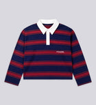 STRIPED LONG SLEEVE POLO – Midnight Blue/Burgundy
