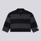 CRTV DEPT. DISTRESSED STRIPED POLO – Black/Gray