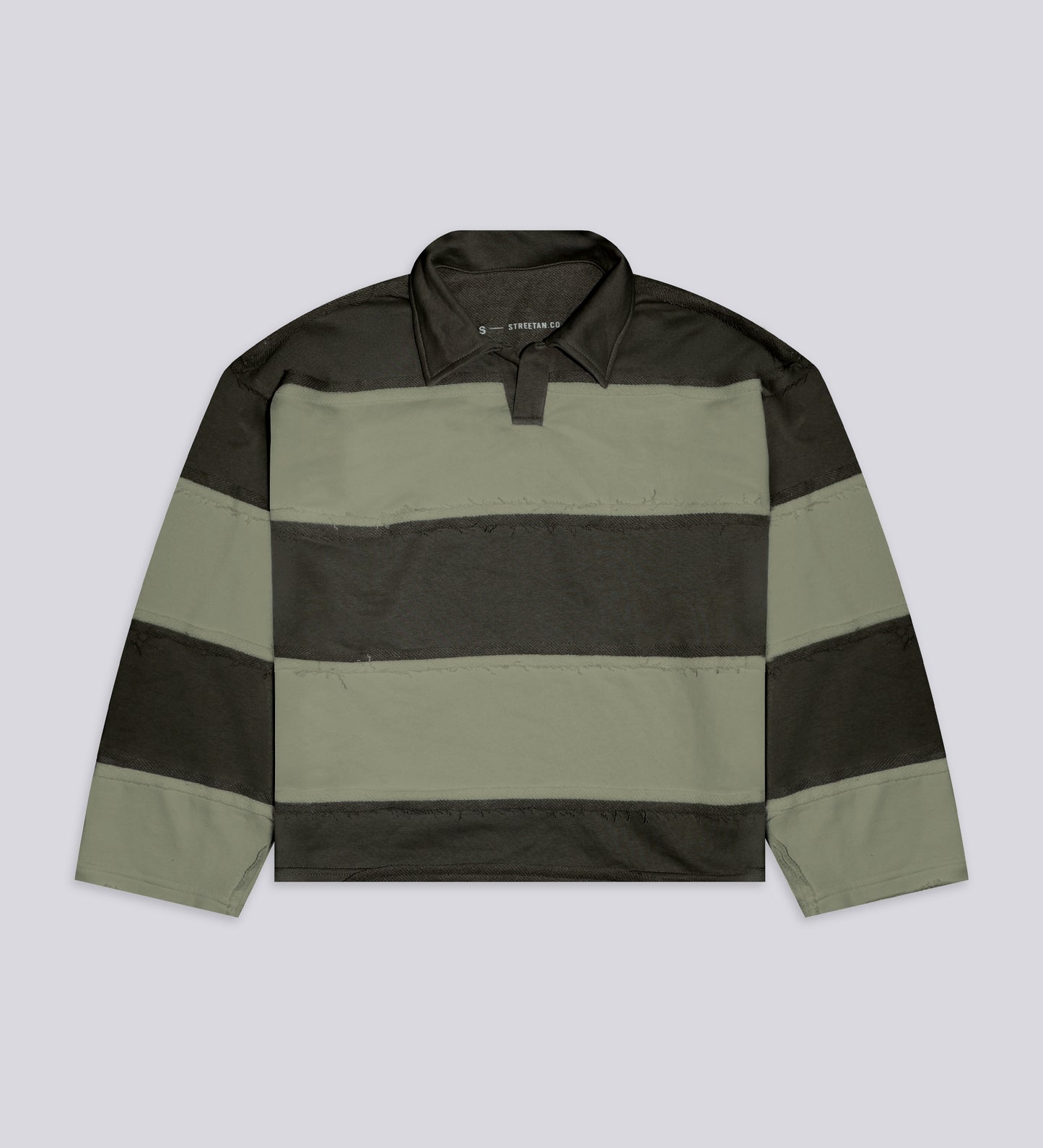 CRTV DEPT. DISTRESSED STRIPED POLO – Army/Khaki