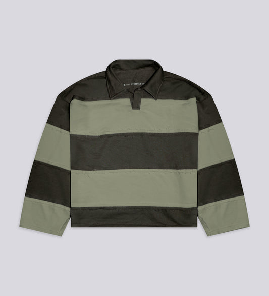 CRTV DEPT. DISTRESSED STRIPED POLO – Army/Khaki