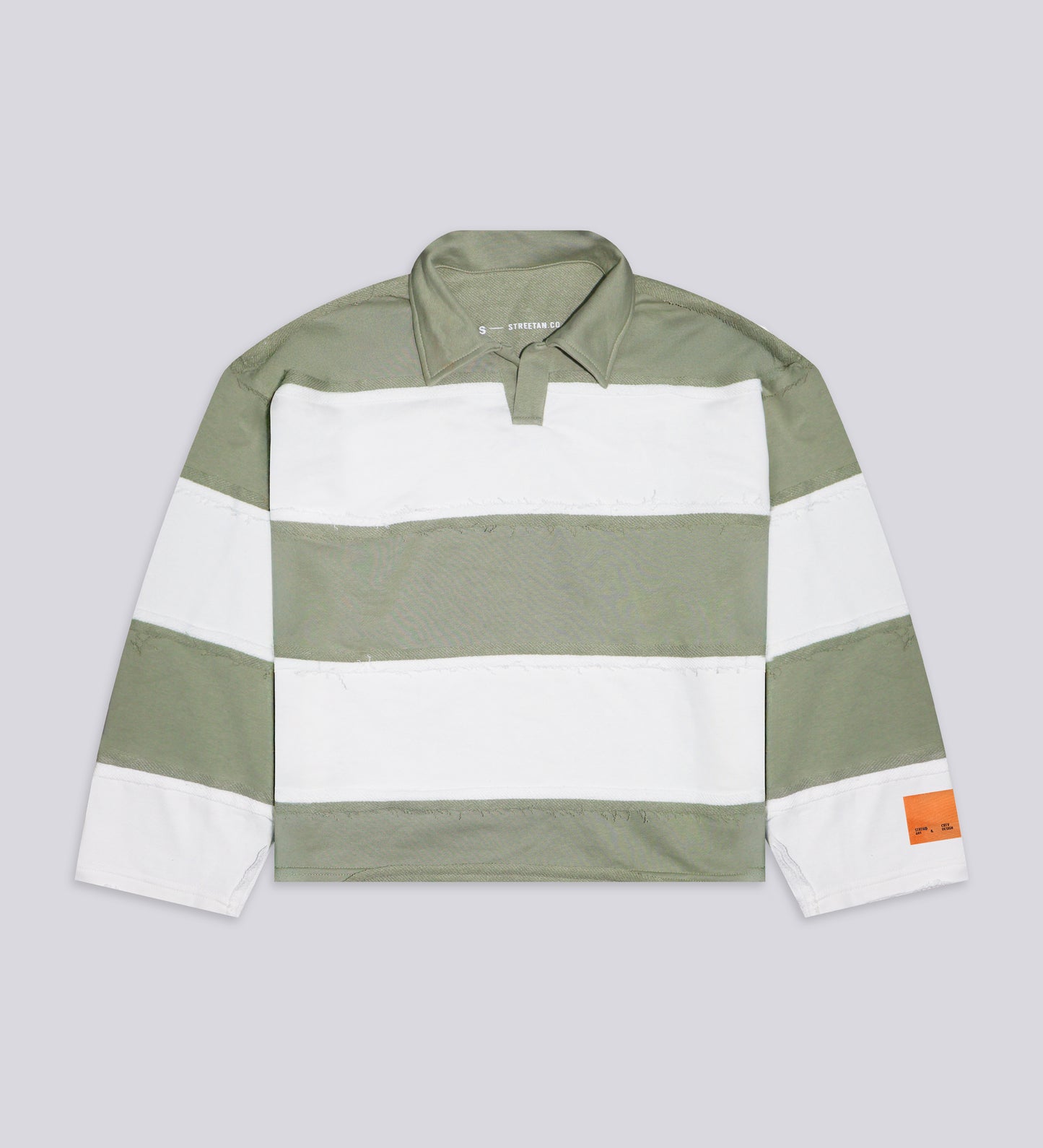 CRTV DEPT. DISTRESSED STRIPED POLO – Khaki/White