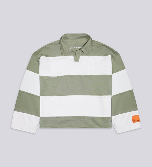 CRTV DEPT. DISTRESSED STRIPED POLO – Khaki/White