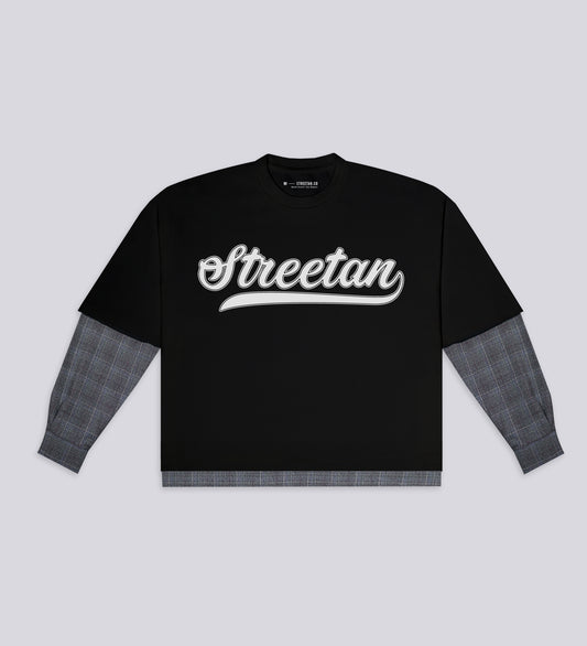 STRTN® DOUBLE SLEEVED T-SHIRT – Black/Gray