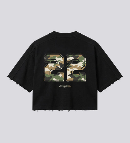 HEAVYWEIGHT DISTRESSED BOXY ARMY T-SHIRT – Black