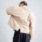 DISTRESSED CROPPED TRENCH COAT – Beige
