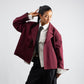 DISTRESSED CROPPED TRENCH COAT – Burgundy