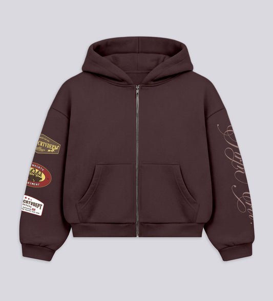 STRTN® CRTV DEPT. BOXY ZIP-UP HOODIE – Brown